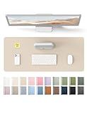 YSAGi Leather Desk Pad Protector, Office Desk Mat, Large Mouse Pad, Non-Slip PU Leather Desk Blotter, Waterproof Laptop Desk Writing Pad for Office and Home (23.6" x 13.8", Eggshell)