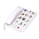 Excelltel Big Button Phone for Seniors, Corded Landline Telephone with 10 Picture Keys, Phones for Elderly,One-Touch Dialling,Suitable People with Vision Disorders/Hearing Damage (EX-LD-828-01)
