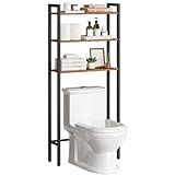 HOOBRO Over The Toilet Storage, 3-Tier Bathroom Organizer Shelf Over Toilet, Freestanding Bathroom Storage Shelves, Space Saver, Easy to Assemble for Room, Rustic Brown and Black BF41TS01