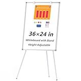 Large Whiteboard Easel with Stand, 36" x 24" Portable Standing Magnetic Dry Erase White Board, 3' x 2' Tripod Height Adjustable Flip Chart Easel for Home Office Classroom School, Silver