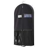 Lazebox 43" Travel Garment Bag with Accessories Zipper Pocket, Heavy Duty Suit Bag for Suits, Tuxedos, Dresses, Coats, Black, 1 pack
