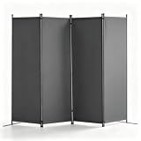VEVOR Room Divider, 4 Panel Room Dividers and Folding Privacy Screens, Fabric Partition Room Dividers for Office, Bedroom, Dining Room, Study, Freestanding, Grey
