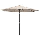 JEAREY 9FT Outdoor Patio Umbrella Outdoor Table Umbrella with Push Button Tilt and Crank, Market Umbrella 8 Sturdy Ribs UV Protection Waterproof for Garden, Deck, Backyard, Pool (Cream Beige)