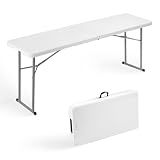 Byliable Folding Table 6FT Narrow Portable Plastic Heavy Duty Table, White