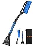 AstroAI 27" Snow Brush and Ice Scrapers for Car Windshield, Detachable Snow Scrapers with Ergonomic Foam Grip for Cars, Trucks, SUVs (Heavy Duty ABS, PVC Brush, Blue)