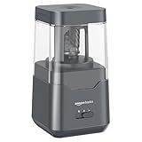 Amazon Basics Portable Electric Pencil Sharpener, Easy to Use, Versatile, Helical Blade, Auto Stop, Battery/USB Cord Operated, Black, 2.87 x 2.87 x 5.3 in