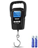 Digital Fish Scale Hanging Scale Fishing Scale, SKEAP 110lb/50kg Luggage Scale,Fish Weighing Scale, Upgrade Large Handle & Backlit LCD Display, Black,Fishing Gifts for Men,Black