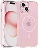 FNTCASE for iPhone 15 Case: for iPhone 14 & iPhone 13 Case | Magnetic Frosted Translucent Slim Shockproof Cell Phone Cover | Military Grade Protection Drop Proof Tough Protective Cases - Pink