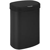 BestOffice Black Plastic Touch Free High-Capacity Garbage Can with Lid, 49L/13G, Rectangular, Quiet Close, Kitchen, Bedroom, Bathroom, Office