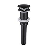 KES Bathroom Sink Drain Without Overflow Vessel Sink Lavatory Vanity Pop Up Drain Stopper Matte Black, All Metal Rustproof Brass and 304 Stainless Steel, S2008D-BK