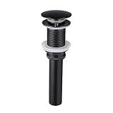 KES Bathroom Sink Drain Without Overflow Vessel Sink Lavatory Vanity Pop Up Drain Stopper Matte Black for 1.6"-1.9" Sink Hole, All Metal Rustproof Brass and 304 Stainless Steel, S2008D-BK