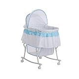 Dream On Me Lacy Portable 2-in-1 Bassinet & Cradle in Blue and White, Lightweight Baby Bassinet with Storage Basket, Adjustable and Removable Canopy