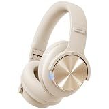 Picun B8 Bluetooth Headphones, 120H Playtime Headphone Wireless Bluetooth with 3 EQ Modes, Low Latency, Hands-Free Calls, Over Ear Headphones for Travel Home Office Cellphone PC Khaki White
