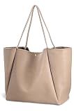 Oversize Pu Leather Tote Women Weekender Bag Shopper Handbag Travel Purse (Nude)