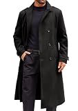 Runcati Mens Double Breasted Trench Coat Long Peacoat Winter Overcoat