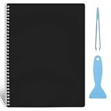 Ruatu Large Reusable Sticker Book Collecting Album 8.5×11 Inch Sticker Collection Storage Book with 40 Sheets Blank Release Paper, Restickable Stickers Organizer Notebook with Tools (Black)