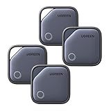 UGREEN FineTrack Air Tracker Tags (iOS Only) 4 Pack, 2-Year Replaceable Battery Bluetooth Tracker Compatible with Apple Find My, Item Finder Smart Tag for Keys, Luggage - [Apple Find My Certified]