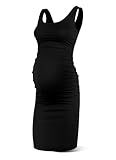Rnxrbb Women Summer Sleeveless Maternity Dress Pregnancy Tank Scoop Neck Mama Clothes Casual Bodycon Clothing,Black M