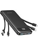 charmast Portable Charger Power Bank with Reinforced Built-in 4 Cables