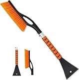 PLACHIDAY Snow Brush & Ice Scraper, 27 Inch, Ice Scrapers for Car Windshield, Detachable Snow Removal Tool with Ergonomic Foam Grip for Cars, Trucks, Suvs (Heavy Duty Abs, PVC Brush)