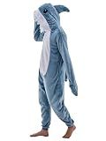 JUOLOET Unisex Adult Onesie Pajamas Shark Animal One Piece Snug Fit Halloween Costume Sleepwear Homewear （Shark,Large）