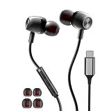 USB C Headphones Wired Earbuds for Samsung iPhone 17/16/15 Pro Max
