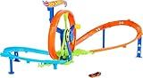 Hot Wheels Toy Car Track Set, Launch and Loop Playset & 1:64 Scale Die-Cast Vehicle, Crash Area on Figure 8 Track with Loop-Kicker Booster