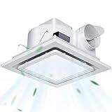 Gopper 12" Ultra Quiet Bathroom Exhaust Fan with 6500K LED Light, 1.0 Sone 120 CFM, 10x10 Mount, 1500 LM Ceiling Ventilation Fan, Energy Efficient (6500K LED-W)