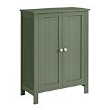 VASAGLE Floor Storage Cabinet, Freestanding Storage Unit with 2 Adjustable Shelves, for Bathroom Living Room Dining Kitchen, 11.8 x 23.6 x 31.5 Inches, Forest Green UBCB060C01