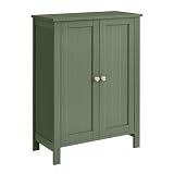 VASAGLE Bathroom Floor Storage Cabinet, Bathroom Storage Unit with 2 Adjustable Shelves, Bathroom Cabinet Freestanding, 30 x 60 x 80 cm, Forest Green UBCB060C01V1