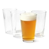 Amazon Basics Pint Glasses Set Of 4, 16 Oz Thick Clear Beer Drinking Glass, for Home Bar & Entertaining, Dishwasher-Safe