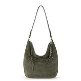 The Sak Sequoia Hobo Bag - Premium Leather Women's Handbag for Everyday And Travel, Durable, Large Purse With Shoulder Bag Strap & Zipper Pocket, Moss Suede