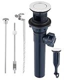 Bathroom Sink Drain with Lift Rod, Pop Up Sink Drain with Overflow, Universal Fit, Chrome Drain Stopper for Vessel Sink, Assembly for Bathroom Faucet