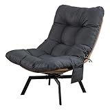 Shintenchi Outdoor Wicker Swivel Chair,Nature Rattan Patio Rotating Chair with Cushion,360° Rotation Patio Lounge Chairs for Living Room Bedroom Backyard Balcony(Grey Cushion)