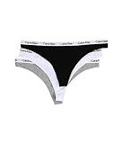 Calvin Klein Women's 3 Pack Carousel Thong Panty, Black/White/Grey Heather, Medium