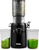 Juicer Machines,Fretta Cold Press Juicer Machines with Wide Mouth Feed Chute,Fit Whole Fruits & Vegetables,Easy to Clean Compact Juicer,Black