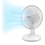 Comfort Zone 6-inch Mini Desk Fan with Fully Adjustable Tilt, Portable 2 Speed Tabletop Fan, Quiet Bedside or Office Fan with Stable Base, White