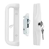 House Guard White Sliding Glass Door Handle Set with Lock and Key