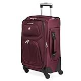 SWISSGEAR Sion Softside Expandable Spinner Luggage Durable Lightweight Travel Suitcase, Merlot, Carry-On 21-Inch