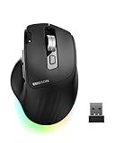 EWEADN C2 Ergonomic Wireless Mouse, RGB Rechargeable Ergonomic Bluetooth Mouses, 2.4G with 4000 DPI Optical Tracking, 5 Adjustable DPI, Quiet Clicks Computer Mouse for Laptop, PC, Desktop - Black