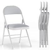 VECELO Folding Chairs Set for Office, Indoor Outdoor, Neutral Grey​
