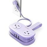 ORICO 4FT Purple Travel Power Strip with 4 AC Outlets, 2 USB-A Ports, and 1 USB-C Port, 45° Flat Plug Extension Cord with Non Surge Protector for Travel/Home/Dorm/Office-AP3