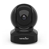 Wansview Security Camera Indoor, 360 Degree WiFi Home Security Cameras for Pet/Dog/Nanny, 2 Way Audio Night Vision, Works with Alexa, with TF Card Slot and Cloud, 2.4Ghz, Q5 (Black, 3MP)
