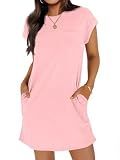 Wenrine Women's Summer T Shirt Dress Mini Dresses Short Sleeve Sundresses