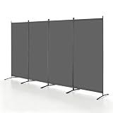 VEVOR Room Divider, 4 Panel Room Divider, 136" W Folding Privacy Screen and Portable Partition Divider for Room Separation, Freestanding Room Partitions for Office, Bedroom, Study, Grey