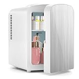 Xbeauty Mini Fridge, 4L Portable Small Refrigerator for Skincare, Cosmetics, Food & Drinks, Cooling&Heating, Compact Refrigerator for Bedroom, Dorm, Car, Office, White