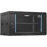VEVOR 6U Wall Mount Network Server Cabinet, 14.8'' Deep, Server Rack Cabinet Enclosure, 200 lbs Max. Ground-Mounted Load Capacity, with Locking Glass Door Side Panels, for IT Equipment, A/V Devices