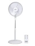 BLACK+DECKER 16" Standing Oscillating Pedestal Fan with Remote, 90-Degree Oscillation, 3 Speed Settings, Adjustable Height, Timer, 30-Degree Tilt, BFSR16W, White