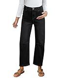 BLENCOT Womens Maternity Jeans Under The Belly Elastic Hight Waist Wide Leg Barrel Denim Pregnancy Pants for Women P2 Black L