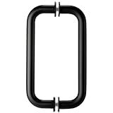 Kolet Shower Door Handle, 8 Inche Center to Center Glass Shower Door Handle, 304 Stainless Steel, Compatible with 1/4" to 1/2" Glass, Secure with Hidden Screw, Matte Black